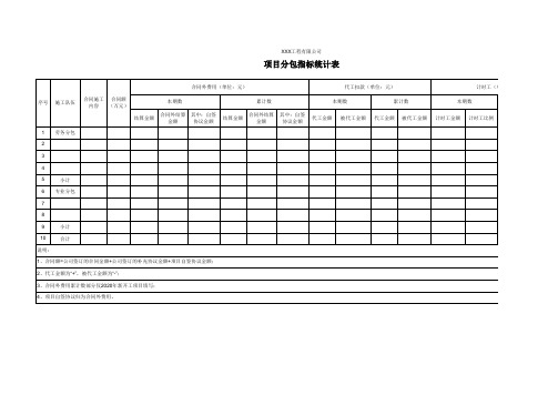 分包指标统计表样表