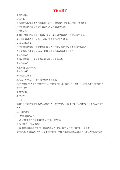 四年级自然与科学下册 面包发霉了教案 教科版