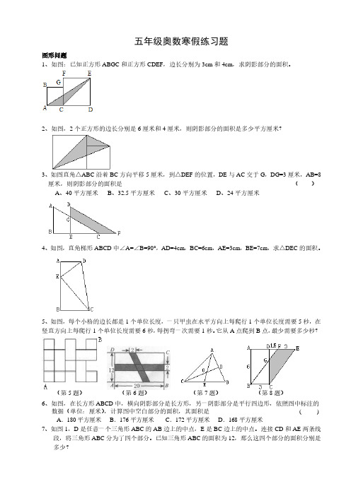 五年级奥数寒假练习题等.pdf