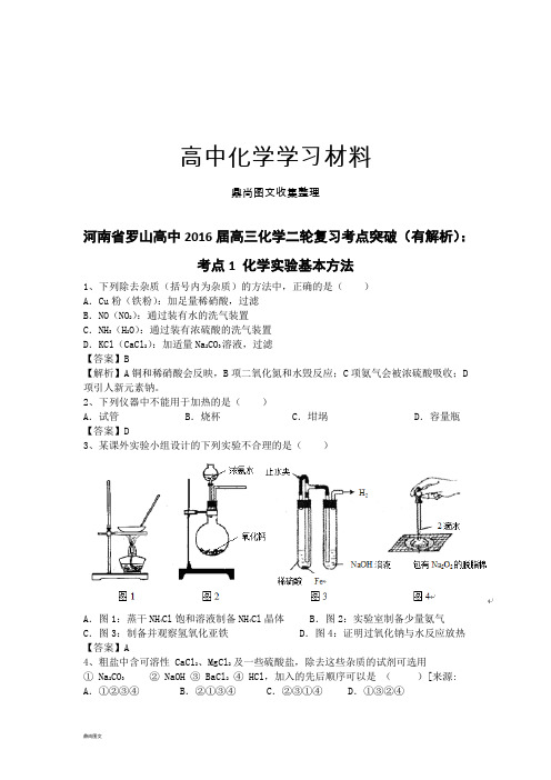 高考化学复习河南省罗山高中高三化学二轮复习考点突破(有解析)：.docx