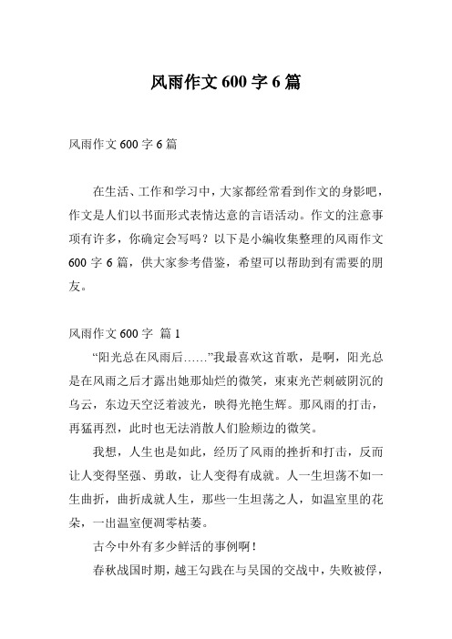风雨作文600字6篇