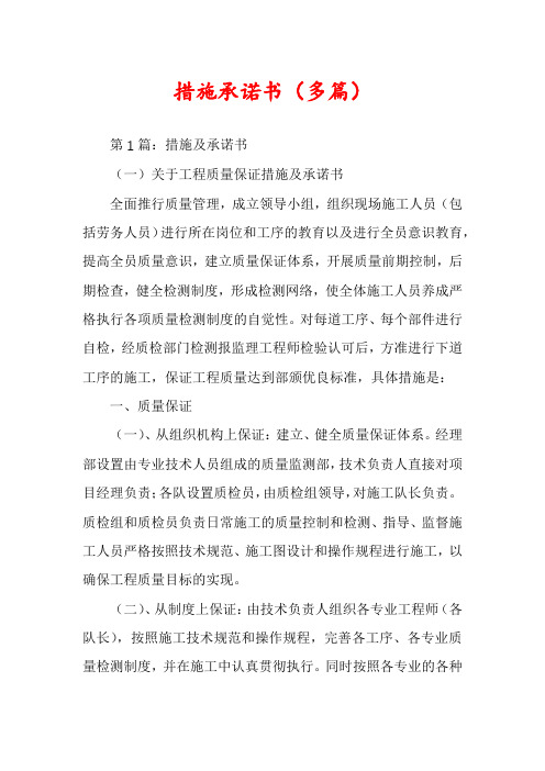 措施承诺书(多篇)