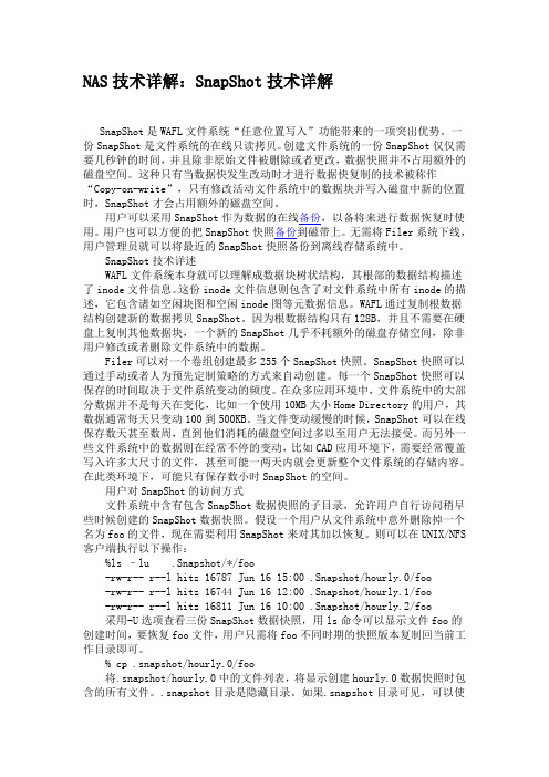 NAS技术详解：SnapShot技术详解