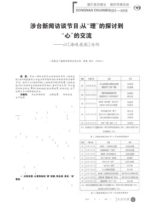 涉台新闻访谈节目从理的到心的交流——以《海峡夜航》为例