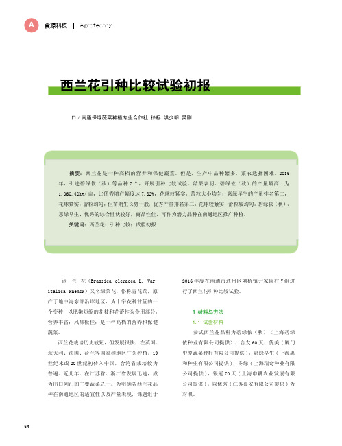 西兰花引种比较试验初报