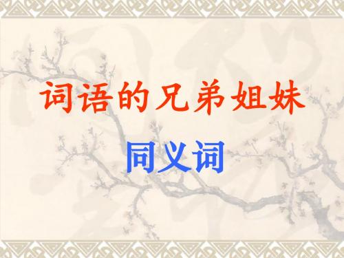 人教版高中语文 选修 语言文字应用 第4课 词语万花筒 02 词语的兄弟姐妹 --同义词