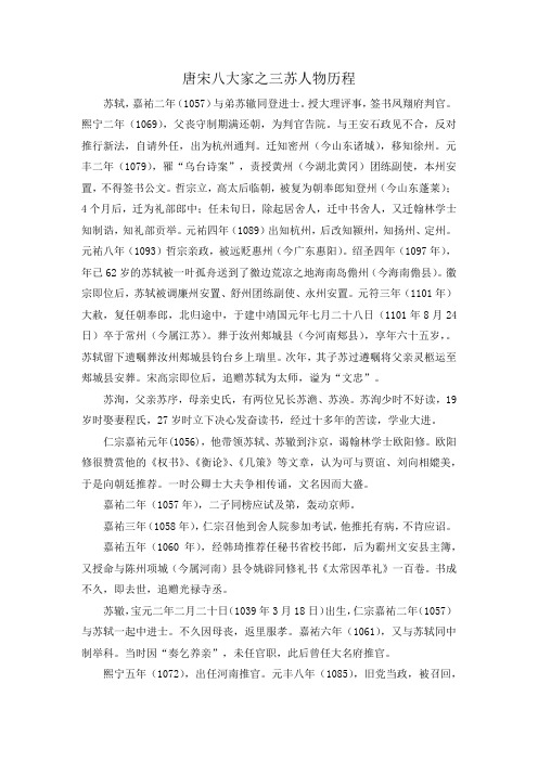 唐宋八大家——三苏人物历程