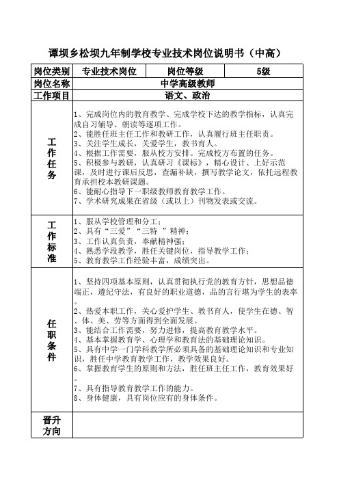 岗位说明书5级