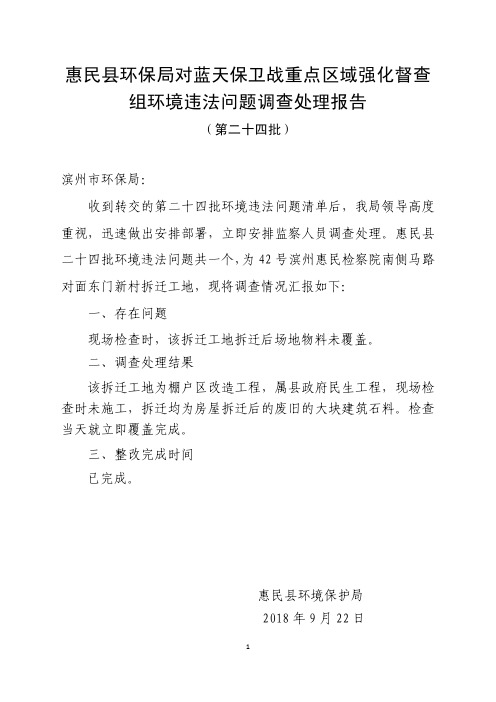 组环境违法问题调查处理报告