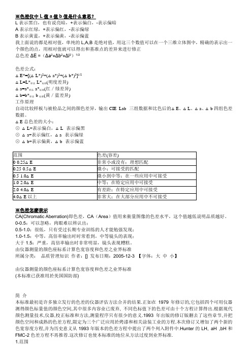 色差仪中L值a值b值汇总