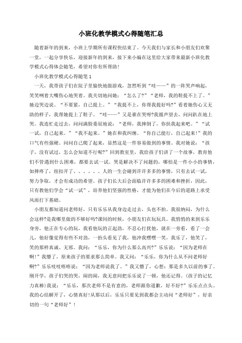 小班化教学模式心得随笔汇总