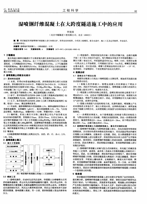 湿喷钢纤维混凝土在大跨度隧道施工中的应用