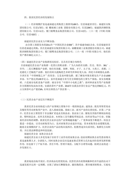 福建民营企业特点