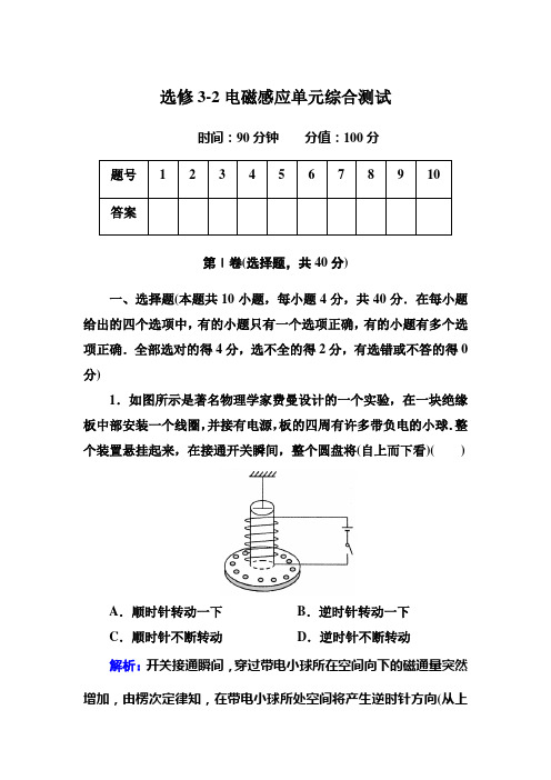 选修3-2电磁感应单元综合测试(带答案)分解