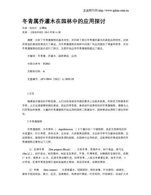 冬青属乔灌木在园林中的应用探讨