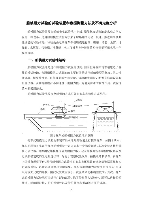 船模阻力试验的试验装置和数据测量方法及不确定度分析