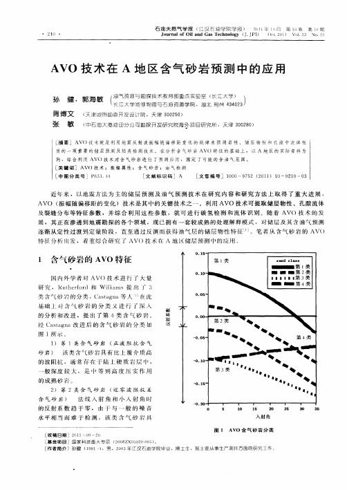 AVO技术在A地区含气砂岩预测中的应用