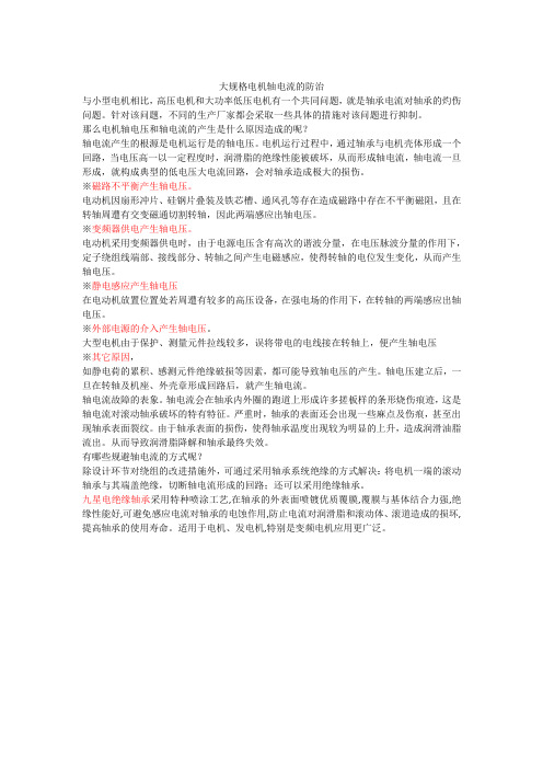 大规格电机轴电流的防治