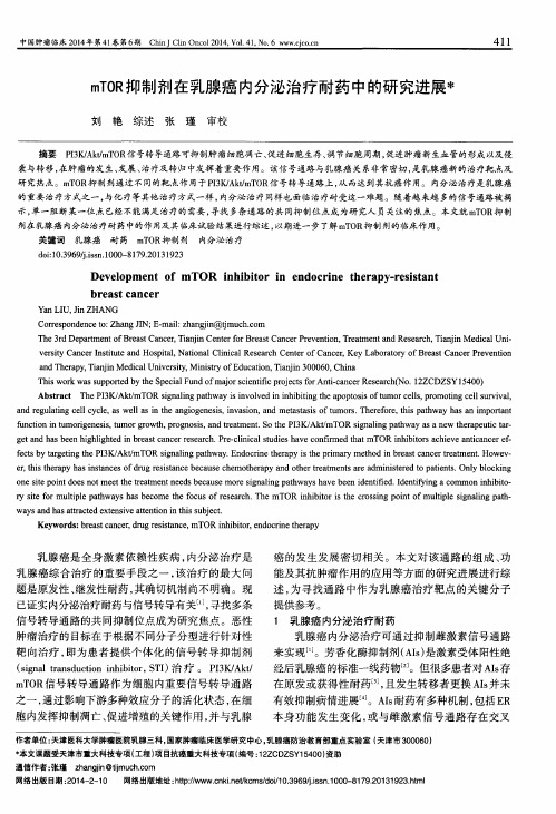 mTOR抑制剂在乳腺癌内分泌治疗耐药中的研究进展