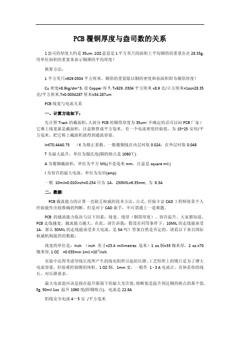 PCB覆铜厚度与盎司数的关系