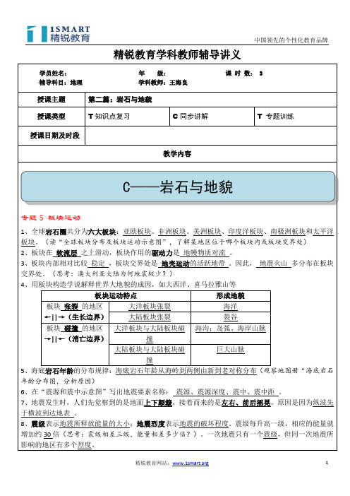 高一会考地理TCT岩石与地貌.doc