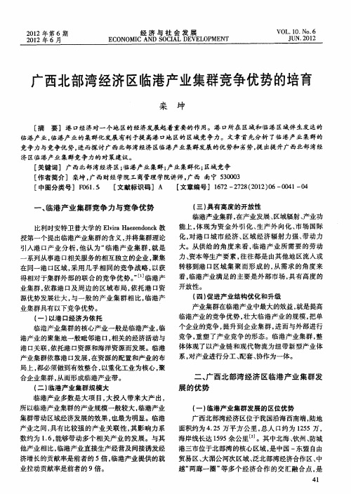 广西北部湾经济区临港产业集群竞争优势的培育
