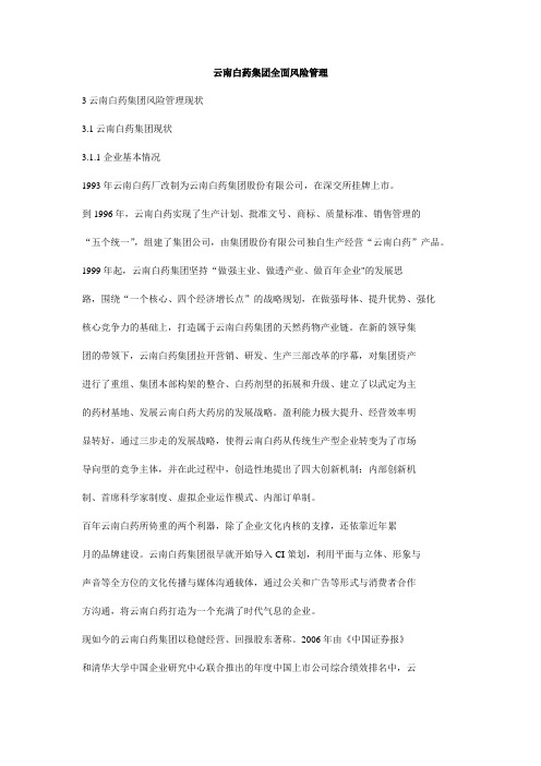 云南白药集团全面风险管理