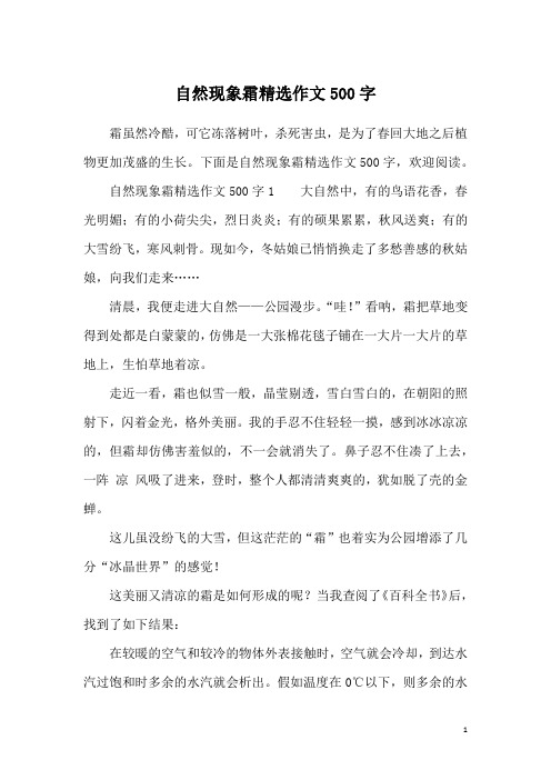 自然现象霜精选作文500字
