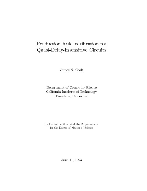 Production Rule Verification for Quasi-Delay-Insensitive Circuits
