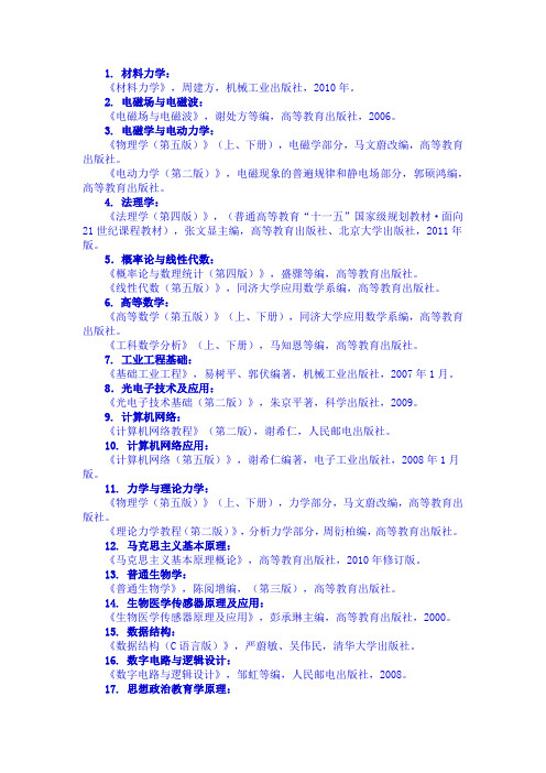 重庆邮电大学研究生考试参考课本
