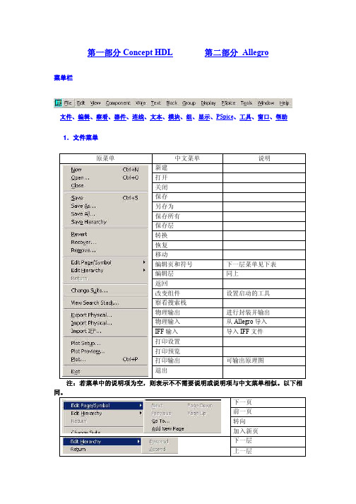 Allegro菜单详解