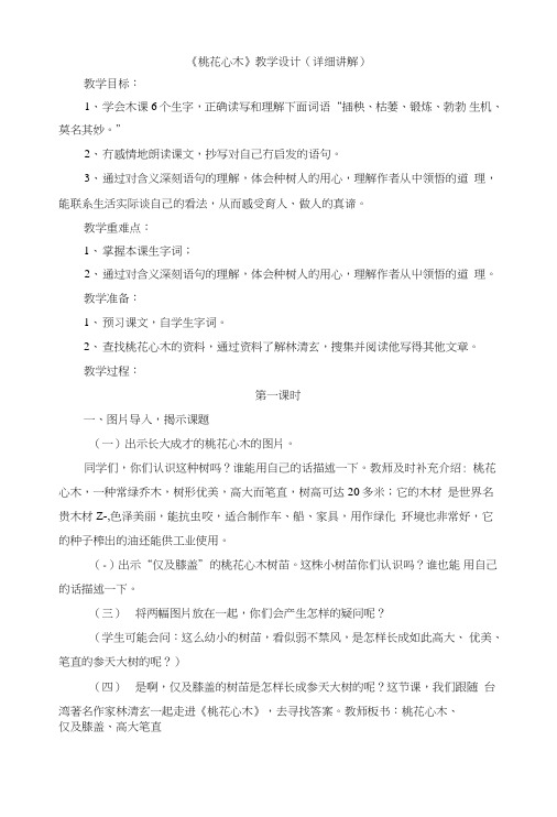 《桃花心木》教学设计(详细讲解).doc