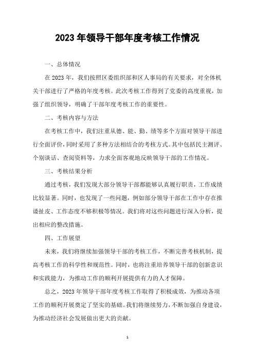 2023年领导干部年度考核工作情况