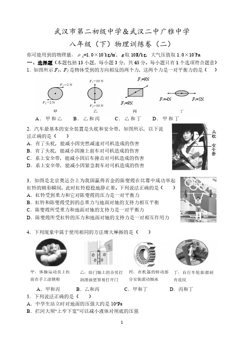 八下物理训练二