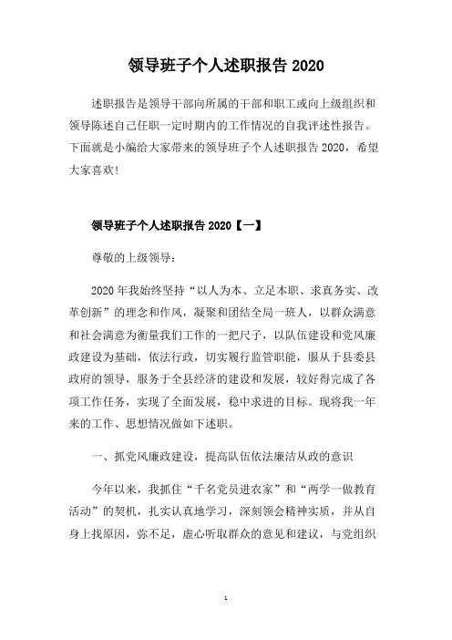 领导班子个人述职报告2020.doc