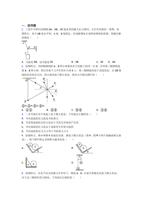 (压轴题)高中物理必修一第三章《相互作用——力》检测题(含答案解析)(1)