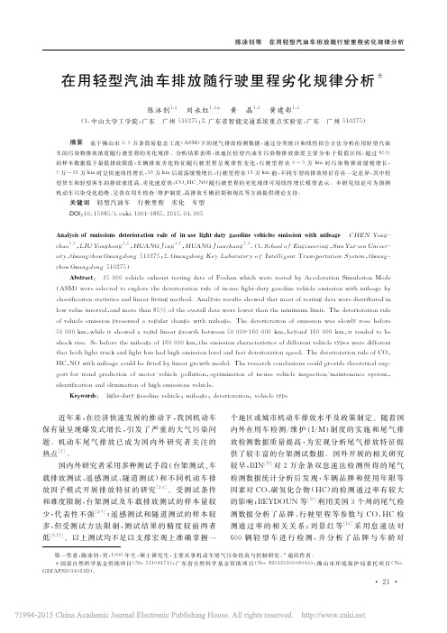 在用轻型汽油车排放随行驶里程劣化规律分析