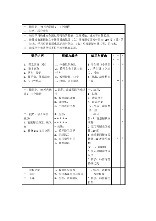 障碍跑40米内通过3—4个障碍