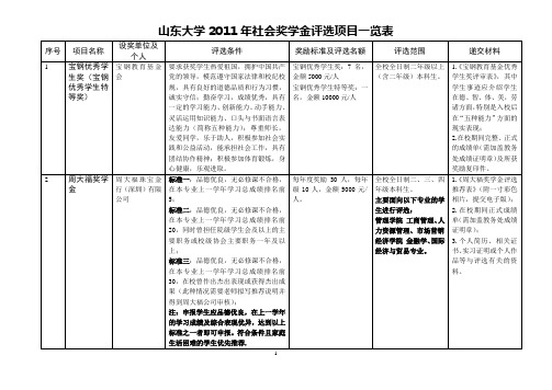 山东大学本科学生奖学金项目资助管理办法