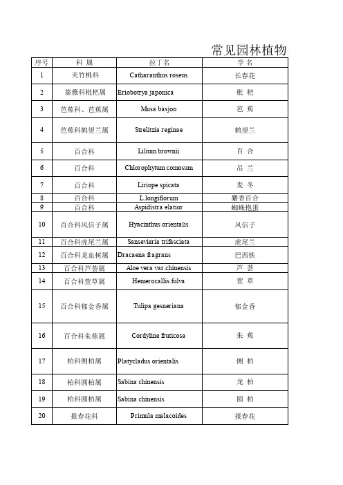 常见园林植物分类一览表