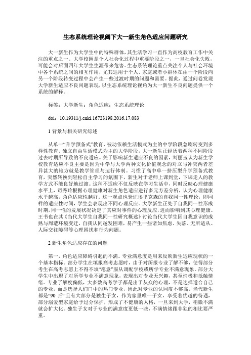生态系统理论视阈下大一新生角色适应问题研究