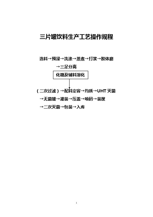 三片罐饮料生产工艺操作规程