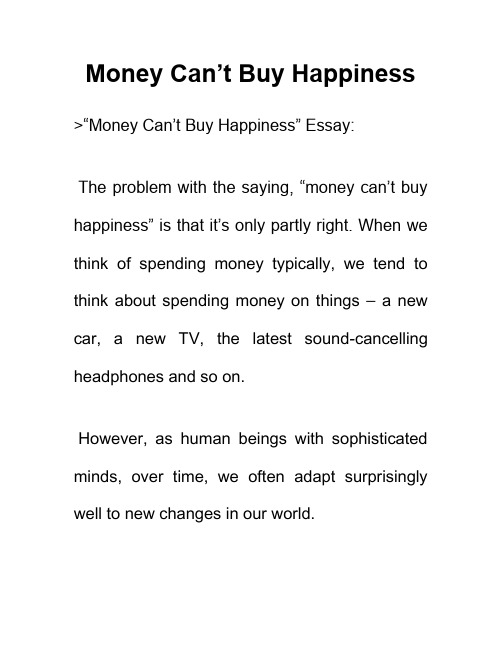 英语俗语谚语 金钱买不到幸福 Money Can’t Buy Happiness 英语作文