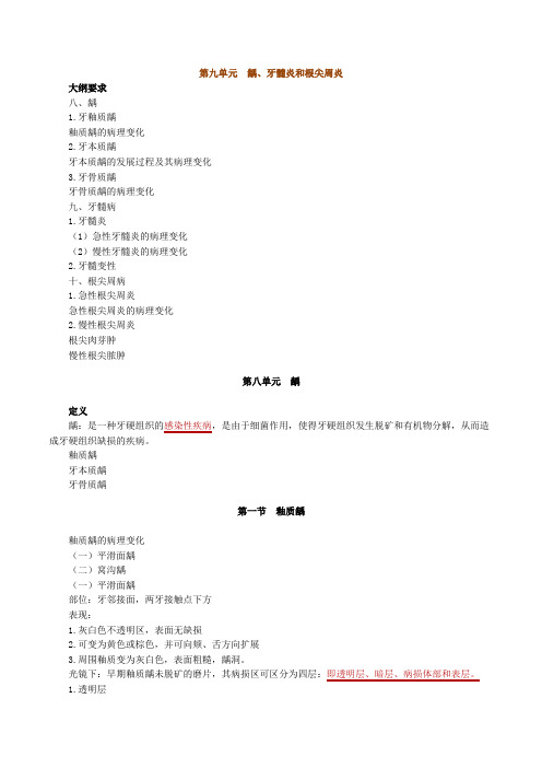 口腔执业医师资格考试辅导《口腔组织病理学》第九单元龋、牙髓炎和根尖周炎