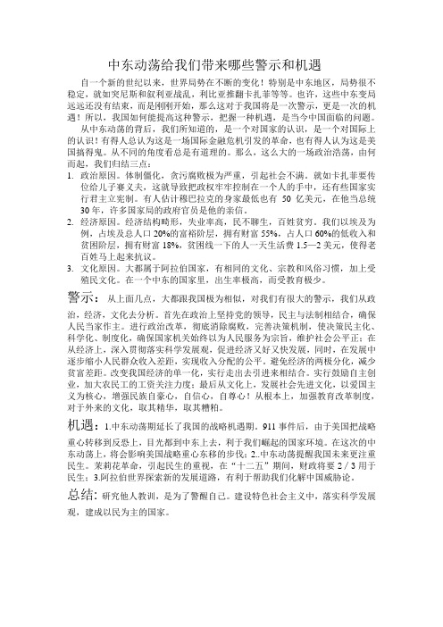 中东动荡给我们带来哪些警示和机遇