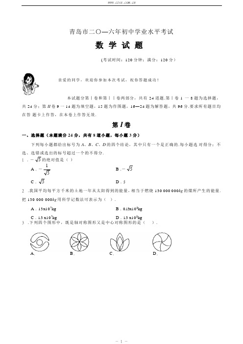 山东省青岛市2016年中考数学试题
