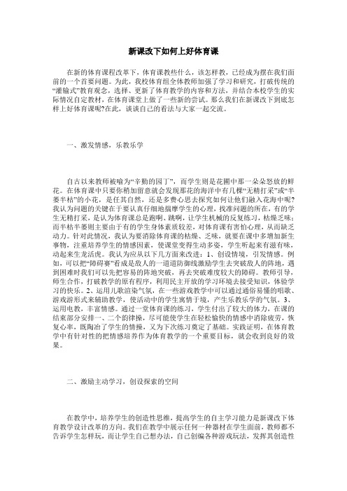 新课改下如何上好体育课