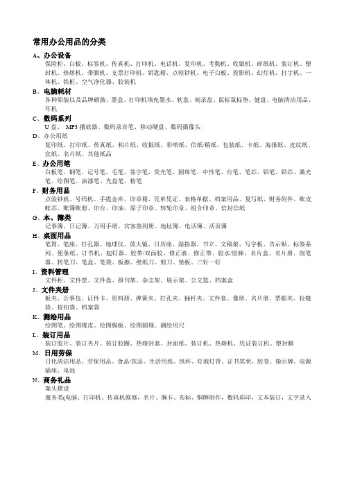 公司常用办公用品