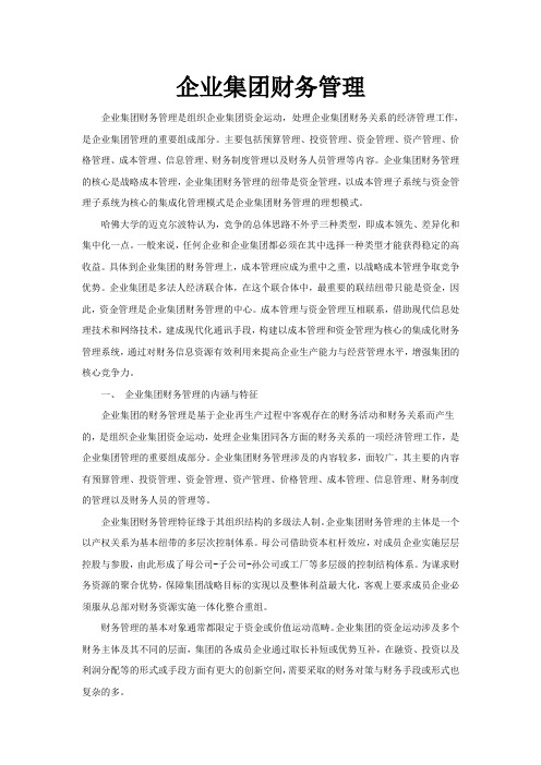 企业集团财务管理