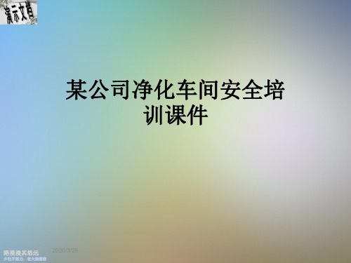 某公司净化车间安全培训课件